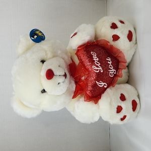 Teddy Bear Stuffed Animal Plush Toy Holding Heart with I Love You